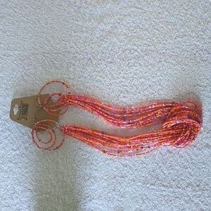 Orange & Pink Multistrand Glass Seed Bead Necklace and earrings set